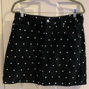 Topshop size 10 tall corduroy polka dot skirt